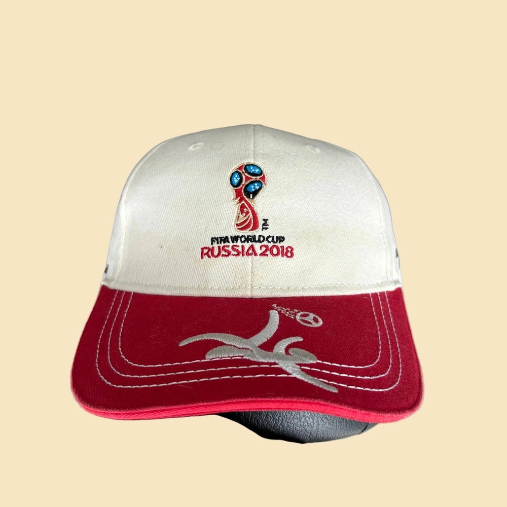 FIFA World Cup Russia 2018 Baseball Cap Hat Cream Red One Team One Dream Soccer